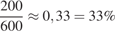 дробь: числитель: 200, знаменатель: 600 конец дроби \approx0,33=33\%